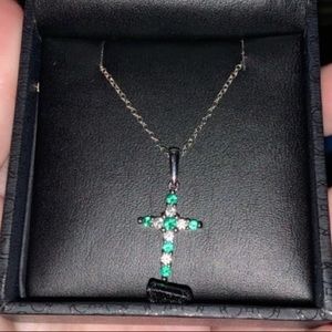 Lafonn May Birthstone Platinum-Plated Cross Pendant And Chain